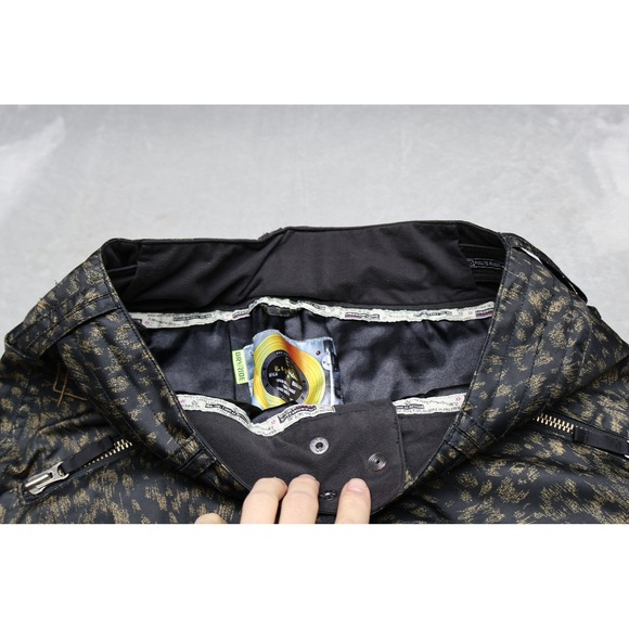 Burton Snow Pants Womens Medium Black Gold Leopard Print Waterproof Cargo Skiing - Picture 8 of 14